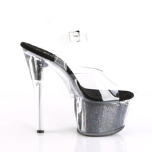 Load image into Gallery viewer, SKY-308GF Pleaser 7&quot; Heel Clear Black Glitter Stripper Shoes