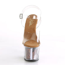 Load image into Gallery viewer, SKY-308GF Pleaser 7&quot; Heel Clear Brown Glitter Stripper Shoes