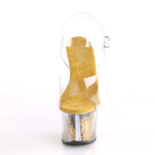 Load image into Gallery viewer, SKY-308GF 7&quot; Heel Clear and Gold Glitter Pole Dancer Shoes