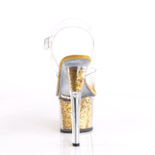 Load image into Gallery viewer, SKY-308GF 7&quot; Heel Clear and Gold Glitter Pole Dancer Shoes