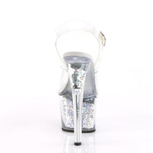 Load image into Gallery viewer, SKY-308GF Pleaser 7&quot; Heel Clear Silver Glitter Stripper Shoe