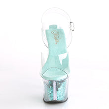 Load image into Gallery viewer, SKY-308GF Pleaser 7&quot; Heel Clear Turquoise Glitter Sexy Shoes