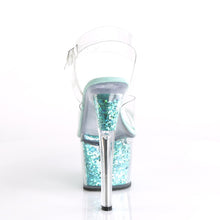 Load image into Gallery viewer, SKY-308GF Pleaser 7&quot; Heel Clear Turquoise Glitter Sexy Shoes