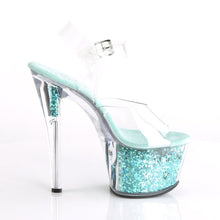 Load image into Gallery viewer, SKY-308GF Pleaser 7&quot; Heel Clear Turquoise Glitter Sexy Shoes