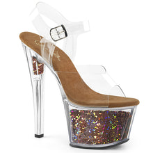 Load image into Gallery viewer, SKY-308GF Pleaser 7&quot; Heel Clear Brown Glitter Stripper Shoes