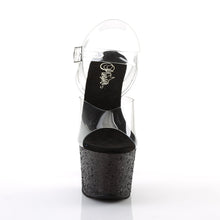 Load image into Gallery viewer, SKY-308LG 7&quot; Heel Clear &amp; Black Glitter Pole Dancer Shoes