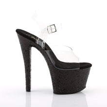 Load image into Gallery viewer, SKY-308LG 7&quot; Heel Clear &amp; Black Glitter Pole Dancer Shoes