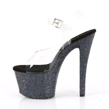 Load image into Gallery viewer, SKY-308LG Pleaser 7&quot; Heel Clear Black Glitter Stripper Shoes