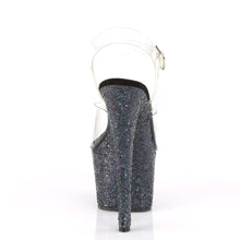 Load image into Gallery viewer, SKY-308LG Pleaser 7&quot; Heel Clear Black Glitter Stripper Shoes