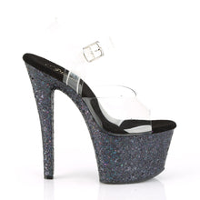 Load image into Gallery viewer, SKY-308LG Pleaser 7&quot; Heel Clear Black Glitter Stripper Shoes