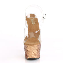 Load image into Gallery viewer, SKY-308LG 7&quot; Clear and Bronze Glitter Pole Dancer Platforms