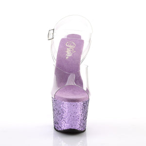 SKY-308LG 7 Inch Heel ClearLavender Glitter Strippers Shoes