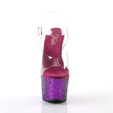 Load image into Gallery viewer, SKY-308LG 7&quot; Heel Clear &amp; Purple Chrome Pole Dancer Shoes