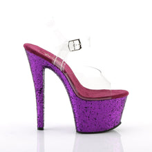 Load image into Gallery viewer, SKY-308LG 7&quot; Heel Clear &amp; Purple Chrome Pole Dancer Shoes