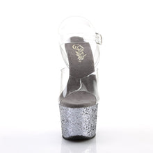 Load image into Gallery viewer, SKY-308LG 7&quot; Clear and Pewter Glitter Pole Dancer Platforms