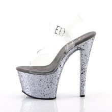 Load image into Gallery viewer, SKY-308LG 7&quot; Clear and Pewter Glitter Pole Dancer Platforms