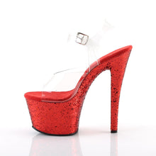 Load image into Gallery viewer, SKY-308LG 7&quot; Heel Clear Red Glitter Pole Dancer Platforms