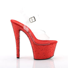 Load image into Gallery viewer, SKY-308LG 7&quot; Heel Clear Red Glitter Pole Dancer Platforms