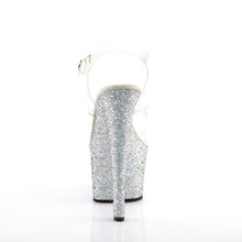 Load image into Gallery viewer, SKY-308LG Pleaser 7&quot; Heel Clear Silver Glitter Stripper Shoe