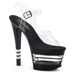 SKY-308LN 7 Inch Heel Clear and Black Pole Dancing Platforms