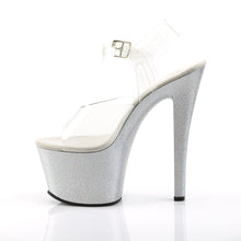 Load image into Gallery viewer, SKY-308MG 7&quot; Heel Clear and Silver Pole Dancing Platforms