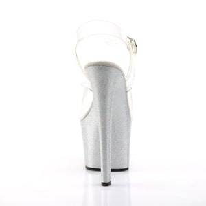 SKY-308MG 7" Heel Clear and Silver Pole Dancing Platforms