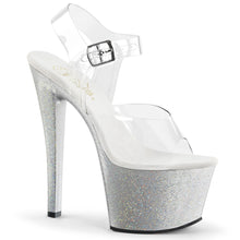 Load image into Gallery viewer, SKY-308MG 7&quot; Heel Clear and Silver Pole Dancing Platforms