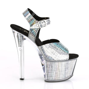 SKY-308N-CRHM 7" Heel Black Hologram Pole Dancing Platforms