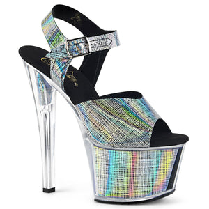 SKY-308N-CRHM 7" Heel Black Hologram Pole Dancing Platforms