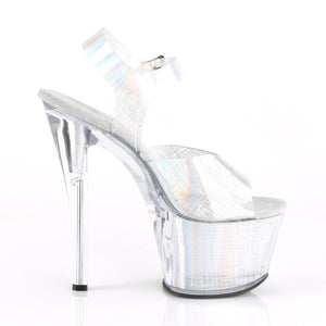 SKY-308N-CRHM 7" Heel Silver Hologram Pole Dancing Platforms