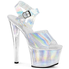 Load image into Gallery viewer, SKY-308N-CRHM 7&quot; Heel Silver Hologram Pole Dancing Platforms