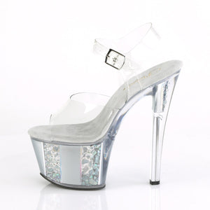 SKY-308OF 7" Heel Clear and Silver Pole Dancing Platforms