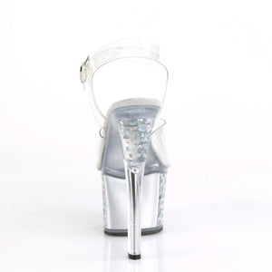 SKY-308OF 7" Heel Clear and Silver Pole Dancing Platforms