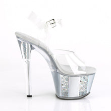 Load image into Gallery viewer, SKY-308OF 7&quot; Heel Clear and Silver Pole Dancing Platforms