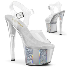 Load image into Gallery viewer, SKY-308OF 7&quot; Heel Clear and Silver Pole Dancing Platforms