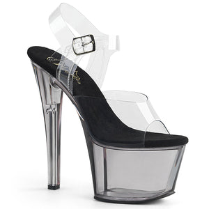 SKY-308T 7" Heel Clear Smoke Tinted Pole Dancer Platforms