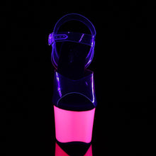 Load image into Gallery viewer, SKY-308UV 7&quot; Heel Clear &amp; Neon Hot Pink Pole Dancer Shoes