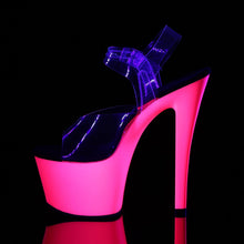 Load image into Gallery viewer, SKY-308UV 7&quot; Heel Clear &amp; Neon Hot Pink Pole Dancer Shoes