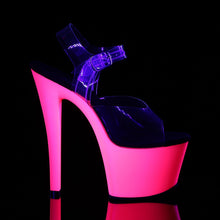 Load image into Gallery viewer, SKY-308UV 7&quot; Heel Clear &amp; Neon Hot Pink Pole Dancer Shoes