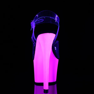 SKY-308UV 7" Heel Clear Neon Purple Pole Dancer Platforms