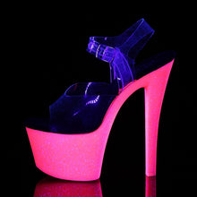 Load image into Gallery viewer, SKY-308UVG 7&quot; Heel Clear Neon Hot Pink Glitter Sexy Shoes