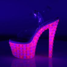 Load image into Gallery viewer, SKY-308UVTL 7&quot; Heel ClearNeon Hot Pink Pole Dancing Platform