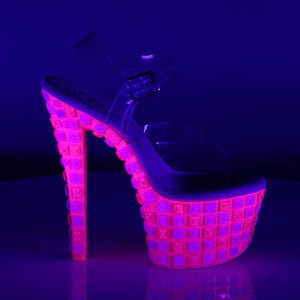 SKY-308UVTL 7" Heel ClearNeon Hot Pink Pole Dancing Platform