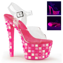 Load image into Gallery viewer, SKY-308UVTL 7&quot; Heel ClearNeon Hot Pink Pole Dancing Platform