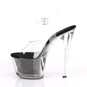 SKY-308WHG 7" Heel ClearBlack with Red Pole Dancing Platform