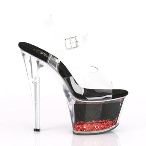 SKY-308WHG 7" Heel ClearBlack with Red Pole Dancing Platform