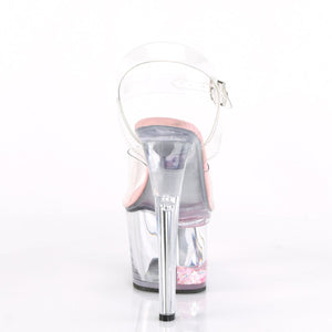 SKY-308WHG 7" Clear Baby Pink Glitter Pole Dancer Platforms