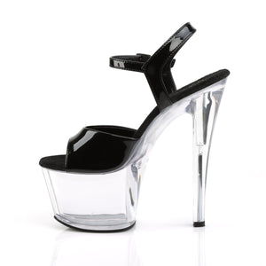 SKY-309 7" Heel Black and Clear Pole Dancing Platforms