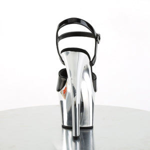 SKY-309 7" Heel Black Silver Chrome Pole Dancer Platforms