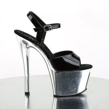 Load image into Gallery viewer, SKY-309 7&quot; Heel Black Silver Chrome Pole Dancer Platforms